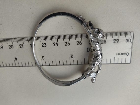Silver bracelet leopard, Silver Leopard Bangle Br… - image 10