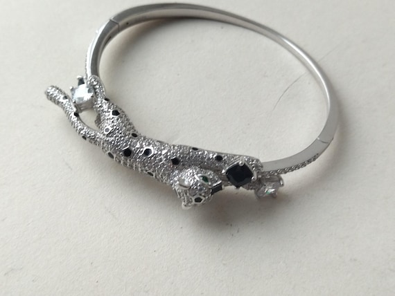 Silver bracelet leopard, Silver Leopard Bangle Br… - image 15
