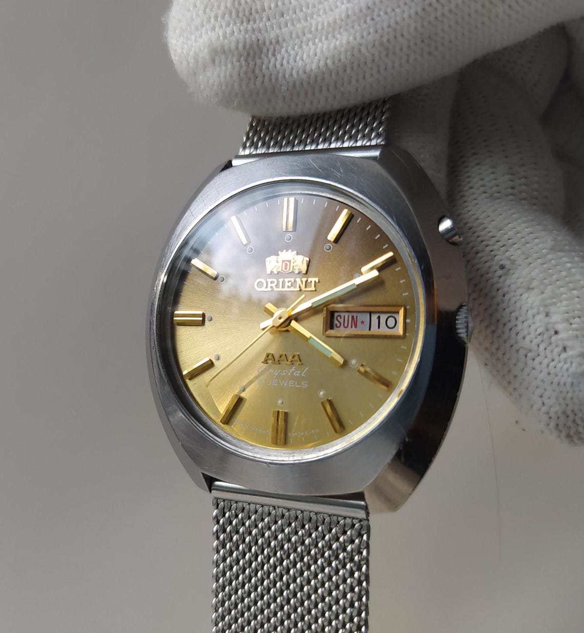Vintage watch Orient rare golden dial, orient watch 3 stars blue dial, Mechanical Japanese Watches, automatic watch, foto 1 de 5