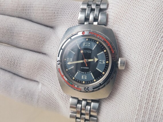 Vintage Vostok barrel watch , mechanical watch Vostok , russian watch Vostok , Soviet Wostok watch,Vostok  amphibian, Vostok diver View 3