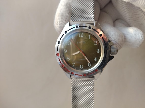 Vintage Vostok military watch, mechanical watch Vostok , russian watch Vostok , Soviet Wostok watch,Vostok  tank, olive watch dial