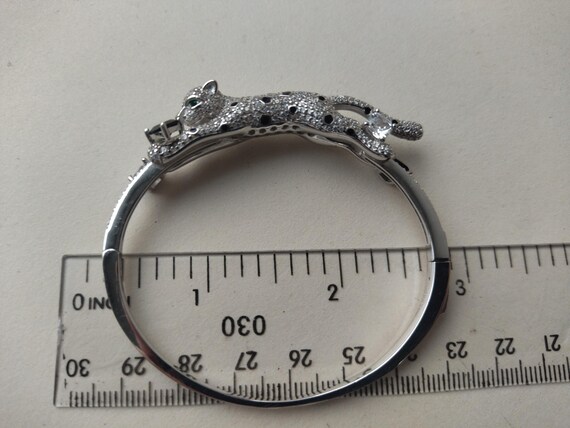 Silver bracelet leopard, Silver Leopard Bangle Br… - image 9