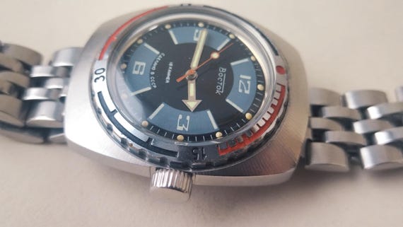 Vintage Vostok barrel watch , mechanical watch Vostok , russian watch Vostok , Soviet Wostok watch,Vostok  amphibian, Vostok diver View 5