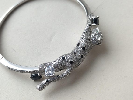 Silver bracelet leopard, Silver Leopard Bangle Br… - image 16
