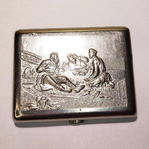 Pitillera soviética de caza de faisán, pitillera de metal de la URSS, tabaquera, tarjetero, pitillera vintage, caja de cigarrillos de caza