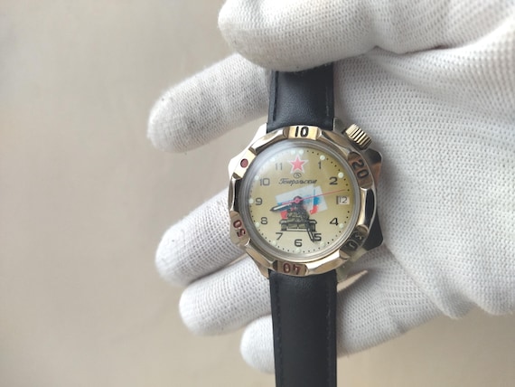 Vintage Vostok General's watch , mechanical watch Vostok , russian watch Vostok , Soviet Wostok watch,Vostok tank, Russian flag watch
