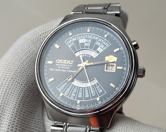 Vintage watch Orient military,Orient watch khaki dial, orient multi year calendar, big  Orient, Vintage Japanese Watches, khaki dial orient