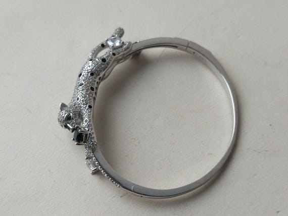 Silver bracelet leopard, Silver Leopard Bangle Br… - image 14