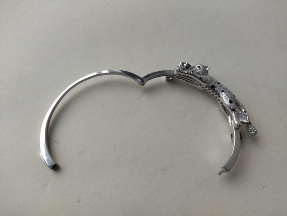 Silver bracelet leopard, Silver Leopard Bangle Br… - image 11