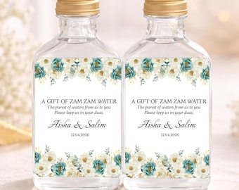 Pegatinas personalizadas de Zam Zam - Regalo de boda islámico personalizado - Nombres de pareja - Decoración única / Pegatinas para botellas de agua de Zam Zam / Ramadán