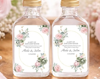 Pegatinas personalizadas de Zamzam - Regalo de boda islámico personalizado - Nombres de la pareja - Decoración única / Pegatinas para botellas de agua de Zamzam /