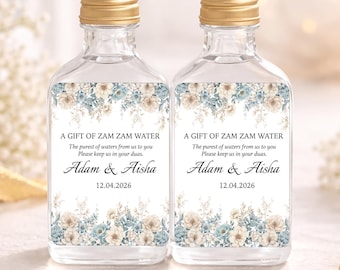 Pegatinas personalizadas de Zam Zam - Regalo de boda islámico personalizado - Nombres de pareja - Decoración única / Pegatinas para botellas de agua de Zam Zam / Ramadán