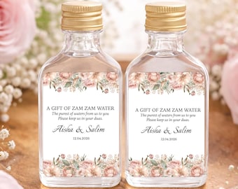 Pegatinas personalizadas de Zamzam - Regalo de boda islámico personalizado - Nombres de la pareja - Decoración única / Pegatinas para botellas de agua de Zamzam /