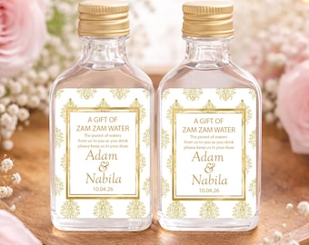 Pegatinas personalizadas de Zam Zam - Regalo de boda islámico personalizado - Nombres de pareja - Decoración única / Pegatinas para botellas de agua de Zam Zam / Ramadán