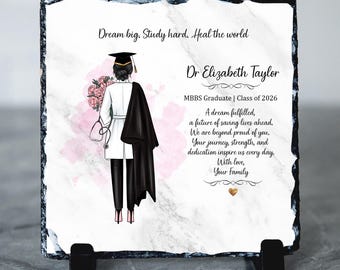 Marco de pizarra para regalo de graduación de médico, regalo personalizado para doctor, obsequio de graduación de la facultad de medicina, marco para doctor con título de MBBS, regalo para nuevo médico 2026