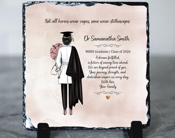 Marco de pizarra para regalo de graduación de médico, regalo personalizado para doctor, obsequio de graduación de la facultad de medicina, marco para doctor con título de MBBS, regalo para nuevo médico 2026