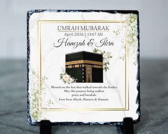 Regalo personalizado de pizarra Kaabah / Umrah Mubarak, arte islámico