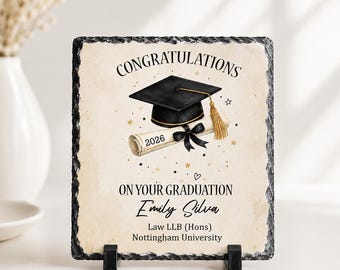 Personalised Graduation Rock Slate Gift | Class of 2026 | Keepsake | Custom University Graduate Plaque | Degree  Gift | Graduation Gift