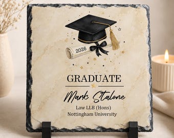 Personalised Graduation Rock Slate Gift | Class of 2026 | Keepsake | Custom University Graduate Plaque | Degree  Gift | Graduation Gift