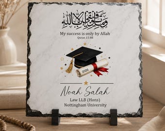 Personalised Graduation Rock Slate Gift | Islamic Graduate Keepsake | Muslim Graduation Plaque | Quran Verse Gift | Class of 2026