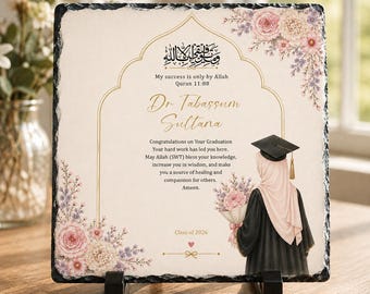 Personalised Muslim Graduation Rock Slate | Islamic Graduation Gift | Medical Graduate Gift | Quran Verse Plaque | Class of 2026