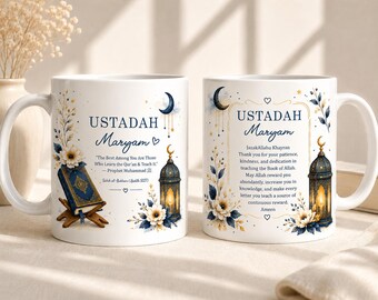 Personalised Ustadah Mug | Islamic Teacher Gift | Quran Teacher Appreciation Mug | Muslim Teacher Thank You Gift | Ustaadh Mug