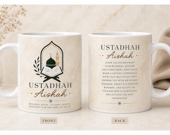 Personalised Ustadah| Ustadh Mug – Islamic Teacher Appreciation Gift | Custom Name Mug | Madrasah Teacher Gift | Qur'an Teacher Present |