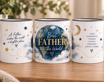 Best Father in the World Mug | Dad Gift | Papa Mug | Father's Day Gift | Birthday Gift for Dad | Christmas Gift | Black Rim Mug