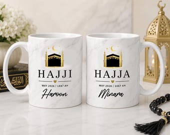 Custom 11oz Mug for Couples Returning from Hajj - Personalised Islamic Gift | Hajj Mubarak Gift| Hajji Mug | Hajja Mug | Hajj Mubarak
