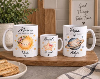 Personalised Family Mug Set |  Matching Family Mugs | Mama Papa Grandma Grandpa | Personalised Children’s Mugs | Family Gift Set