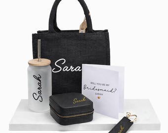 Set de regalo personalizado para dama de honor, caja para propuesta de dama de honor, regalo para dama de honor, bolsa de mano con nombre personalizado, regalo de agradecimiento para la fiesta nupcial.