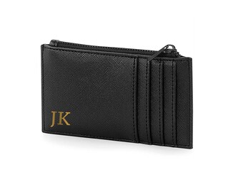 Cartera tarjetero minimalista personalizada / Iniciales con monograma, nombre personalizado, regalo para el Día del Padre