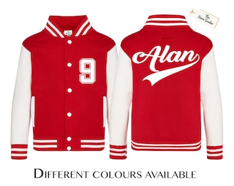 Personalised Varsity Jacket |  Childrens Jacket | Birthday Jacket | Birthday Gift Kids | Gift for Birthday Children | Name Back Number Front