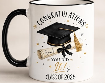 Personalised Graduation Mug | Custom Graduate Gift | Congratulations You Did It Mug | Class of 2026 | Graduation Present
