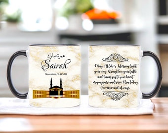 Personalised Hajj or Umrah Mubarak Mug | Umrah Mug | Hajj Mug | Special Dua| Islamic Hajj Mubarak | Umrah Mubarak | Gold and Black Kaaba