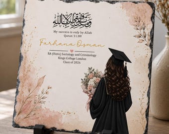 Personalised Graduation Rock Slate | Islamic Graduation Gift | Muslim Graduate Gift | Quran 11:88 | Graduation Keepsake | Graduate Gift