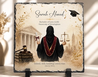 Personalised Law Graduate Rock Slate | LLB Graduation Gift | Female Lawyer Gift | Islamic Graduation Present | University Keepsake