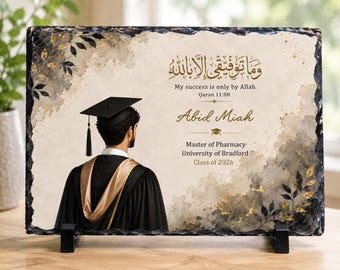 Personalised Male Graduation Rock Slate | Choose Your Graduate Design | Custom University Graduation Gift | Islamic Graduation Keepsake