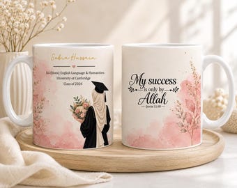 Personalised Islamic Graduation Mug | Muslim Graduation Gift | Graduation Mug for Her | University Graduation Gift | Custom Graduate Mug