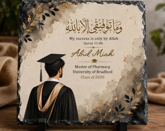 Personalised Male Graduation Rock Slate | Choose Your Graduate Design | Custom University Graduation Gift | Islamic Graduation Keepsake