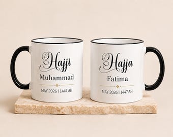 Custom 11oz Mug for Couples Returning from Hajj - Personalised Islamic Gift | Hajj Mubarak Gift| Hajji Mug | Hajja Mug | Hajj Mubarak