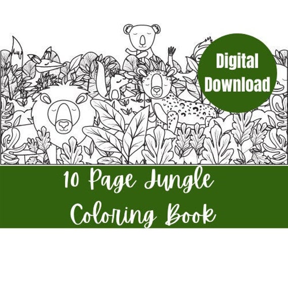 jungle coloring pages digital download printable coloring etsy