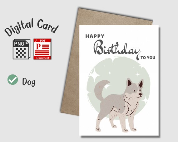 Birthday Cards Birthday Card Dog digital Cards Printable | Etsy