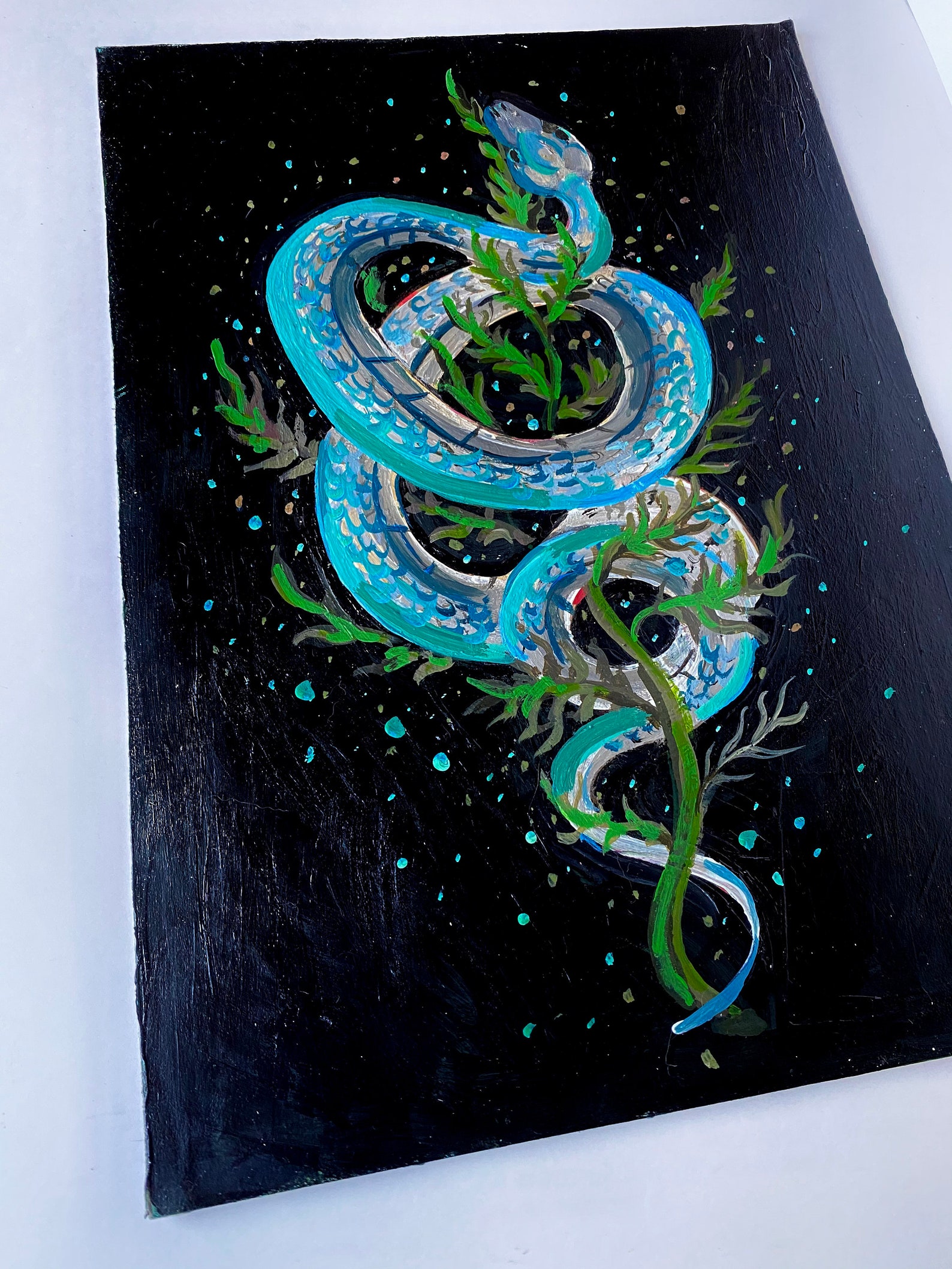 SNAKE PAINTING/ Snake original painting/ Snake lover gift/ Etsy
