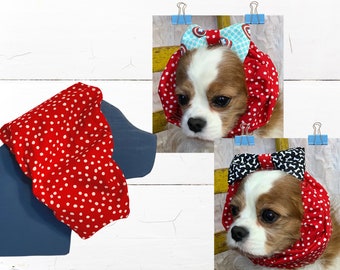 Adjustable Dog Snood RED DOT to Protect Ears while Eating/Walking, Show Dogs / Cavalier King Charles Spaniel Snood Captain America