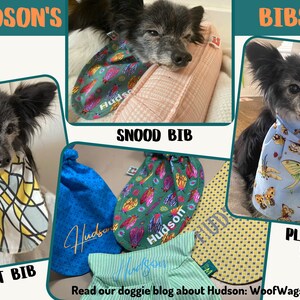 Reversible Dog Bib Slips on Collar GREEN STRIPES Pleated Bib: Dog Drool Bibs Catch Drool, Soft & Raw Fed Dogs w/ Dog Drool a Drool Rag image 8