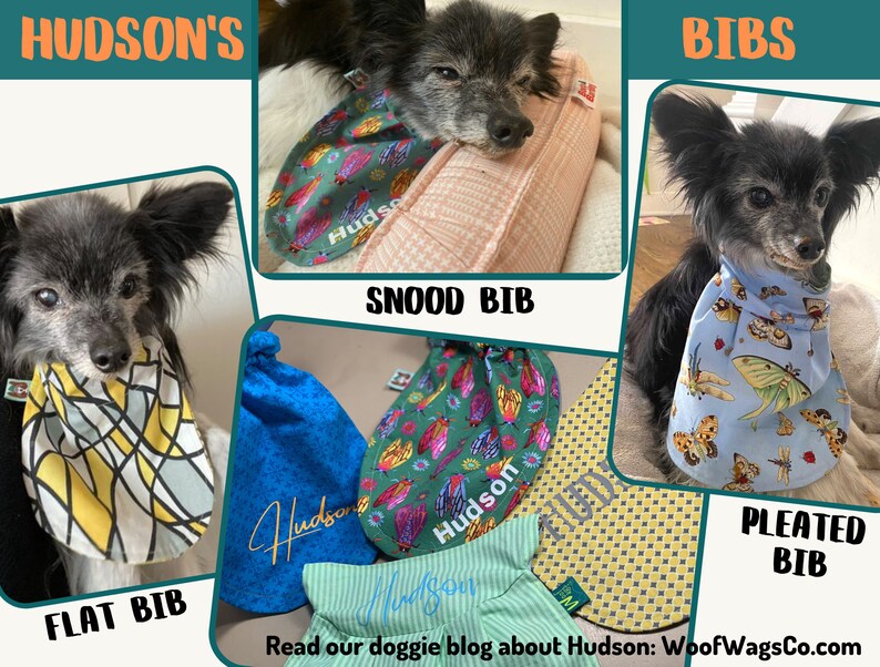 Reversible Dog Bib Slips on Collar GREEN STRIPES Pleated Bib: Dog Drool Bibs Catch Drool, Soft & Raw Fed Dogs w/ Dog Drool a Drool Rag image 8