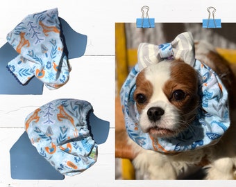 FLANNEL Adjustable Dog Snood: SCANDINAVIAN WINTER Snood to Protect Long Ears while Eating, Show Dogs // Cavalier King Charles Spaniel Snood