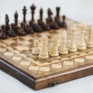 Chess Set With Board, Wooden Chess Set, Personalized gift