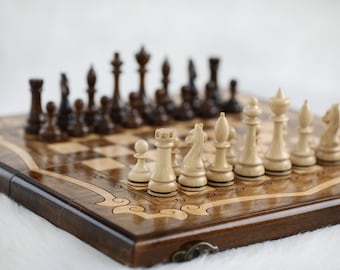 Personalized Chess Set Board, Wooden Chess Set